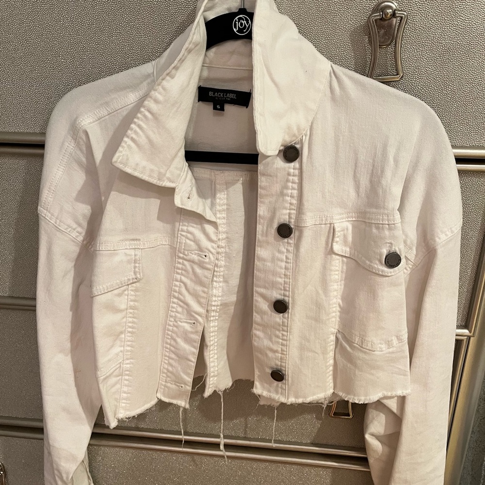 White cropped denim jacket